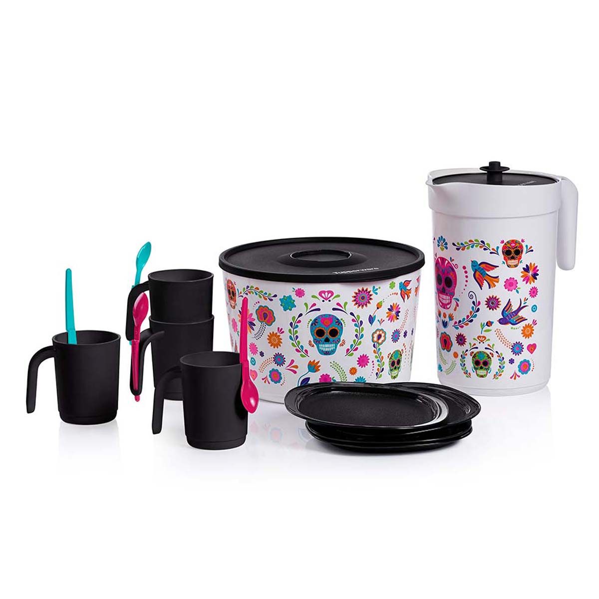 Tupperware Dia De Los Muertos Serving Set Black / Blue / Pink | 473QLCDMN