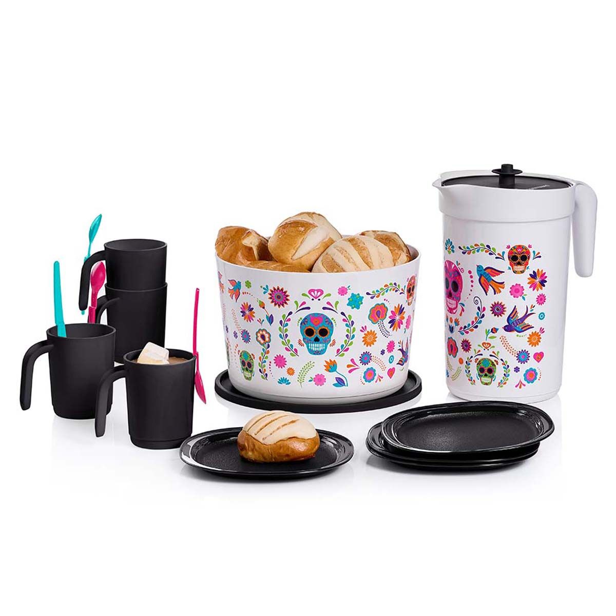 Tupperware Dia De Los Muertos Serving Set Black / Blue / Pink | 473QLCDMN