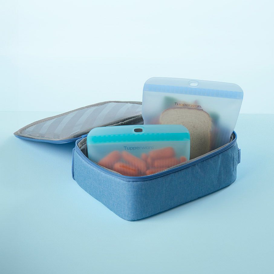 Tupperware The Ultimate Silicone Bag Slim Lunch Set Turquoise / White | 812QJFWDM