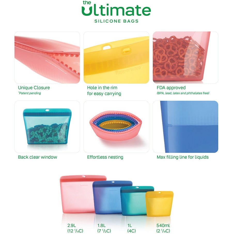 Tupperware Ultimate Silicone Stand-up Bag Small Green | 748CVTISX